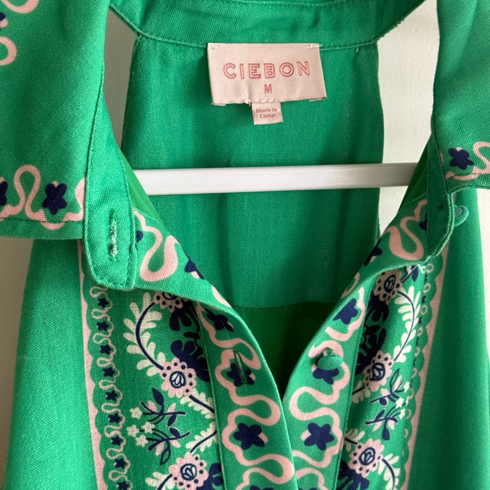 Ciebon Green Floral Backless Dress